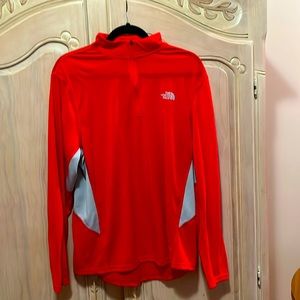 Men’s Red 1/4 zip with gray side vents